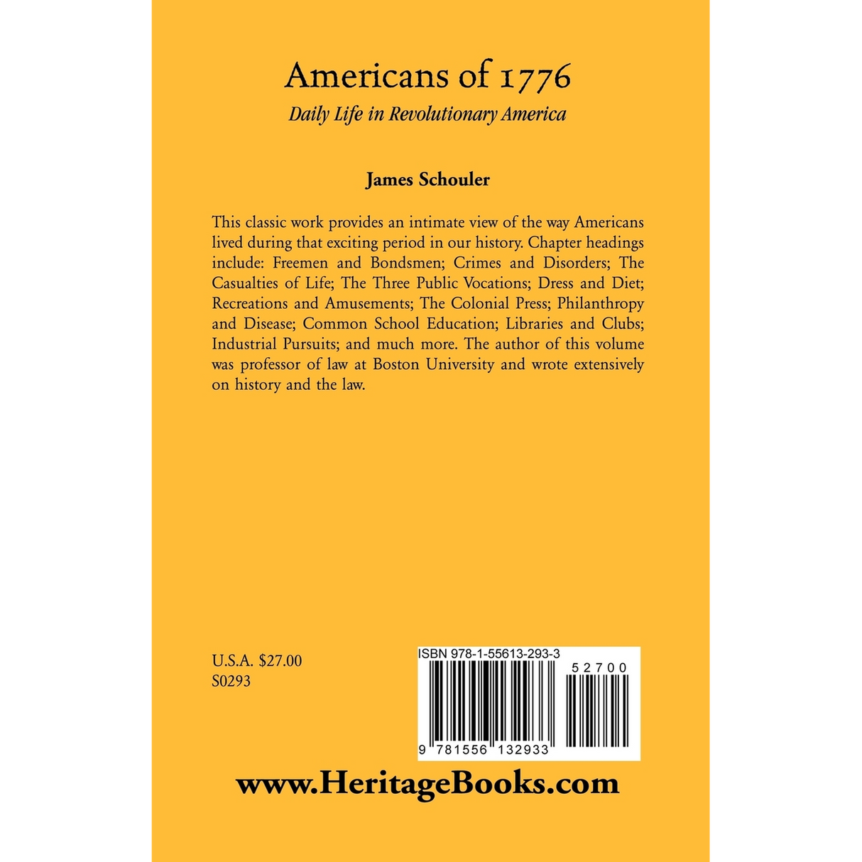 Americans of 1776: Daily Life in Revolutionary America back cover