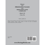 Abstracts of the Administration Accounts of the Prerogative Court of Maryland, 1724-1731, Libers 6-10 back cover