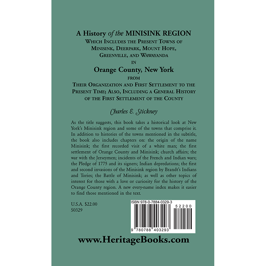 A History of the Minisink Region back cover