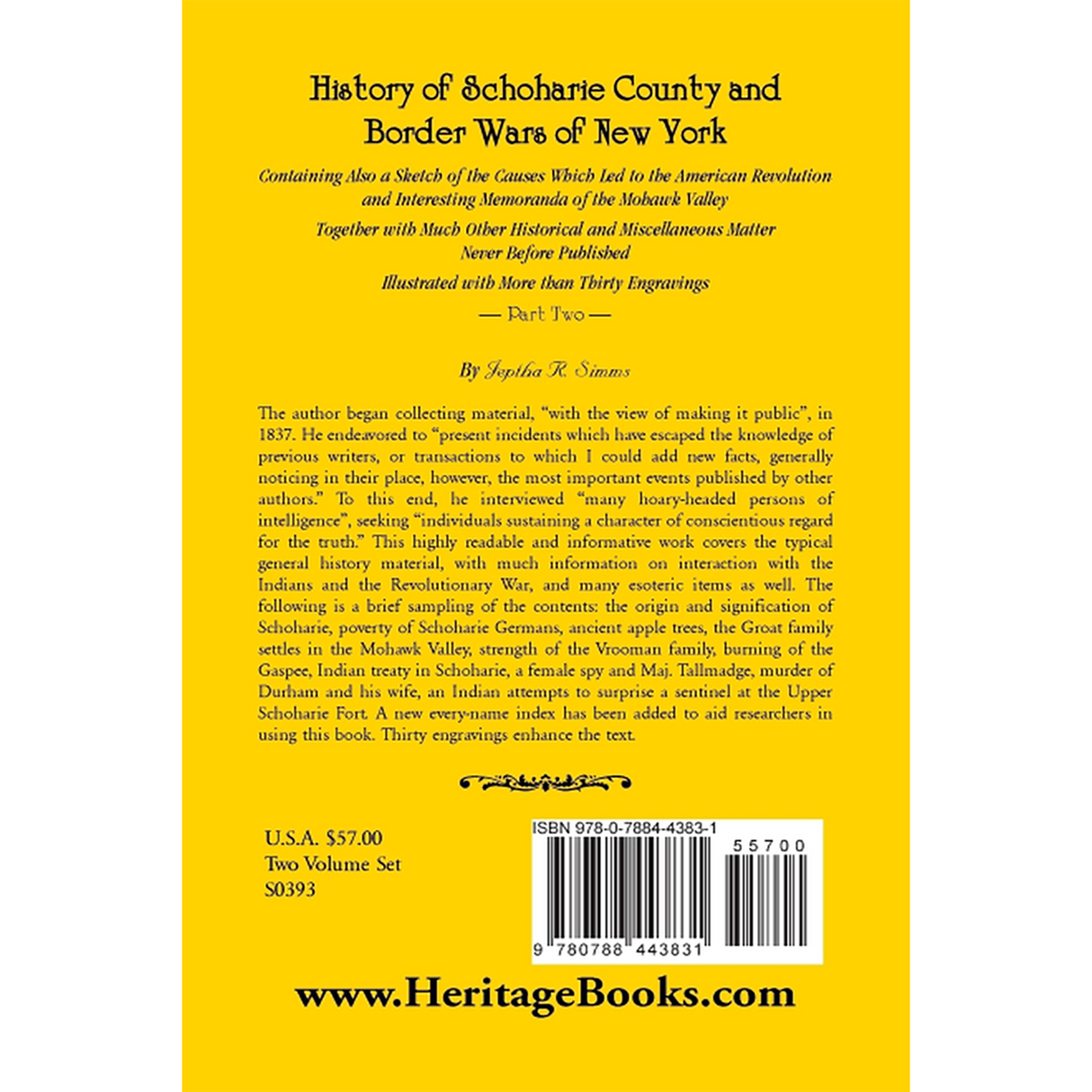 History of Schoharie County and Border Wars of New York, Volume 2 back cover