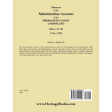 Abstracts of the Administration Accounts of the Prerogative Court of Maryland, 1744-1750, Libers 21-28 back cover