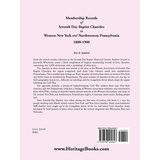 Membership Records of Seventh Day Baptist Churches in Western New York and Northwestern Pennsylvania, 1800-1900 back cover
