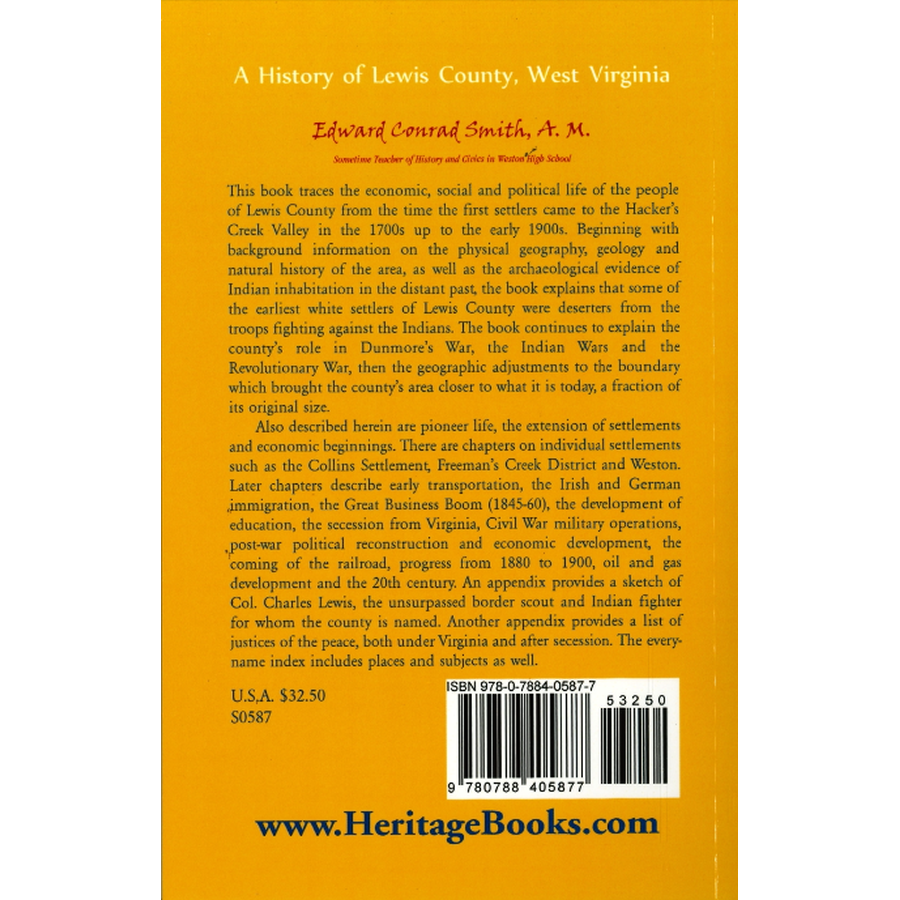 A History of Lewis County, West Virginia back cover