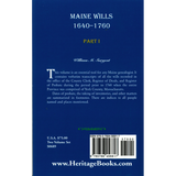 Maine Wills, 1640-1760, Part I back cover
