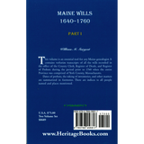 Maine Wills, 1640-1760, Part I back cover