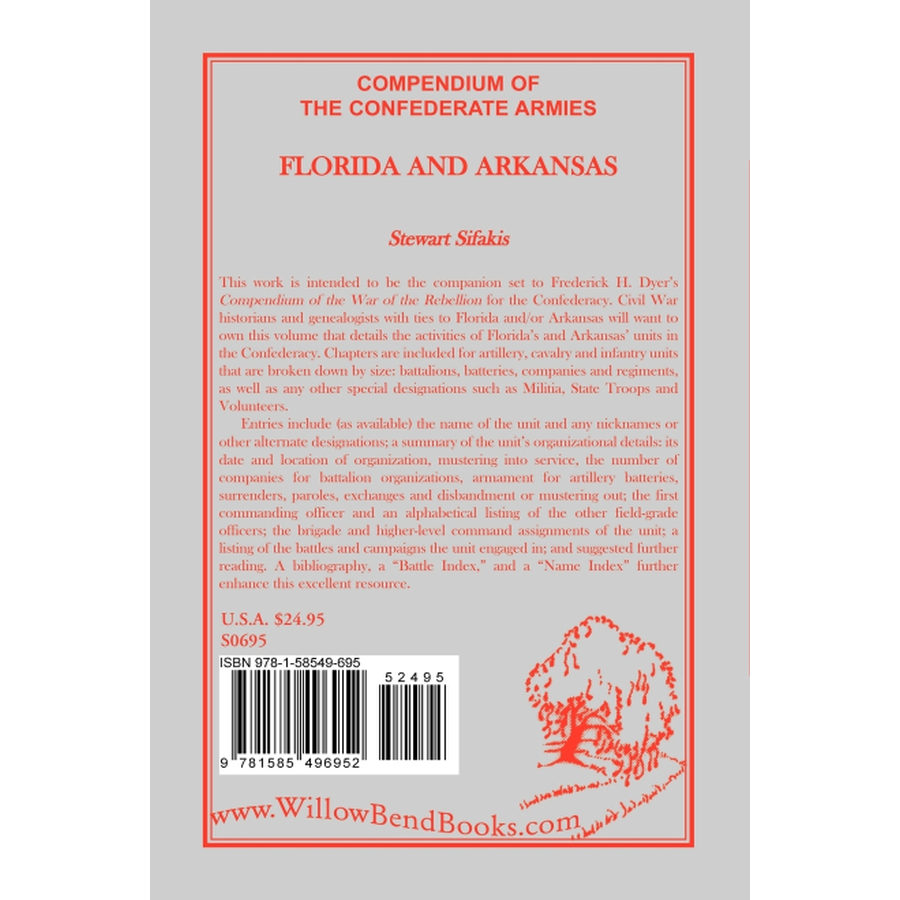 back cover of Compendium of the Confederate Armies: Florida and Arkansas