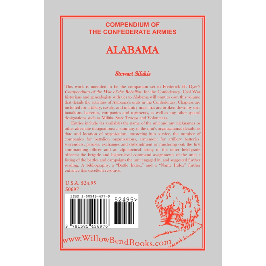 back cover of Compendium of the Confederate Armies: Alabama