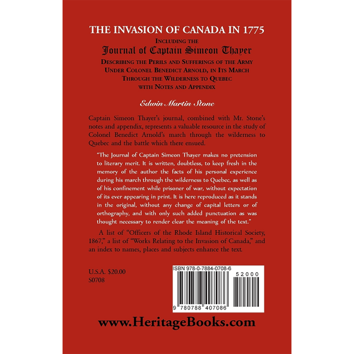 The Invasion of Canada in 1775 back cover