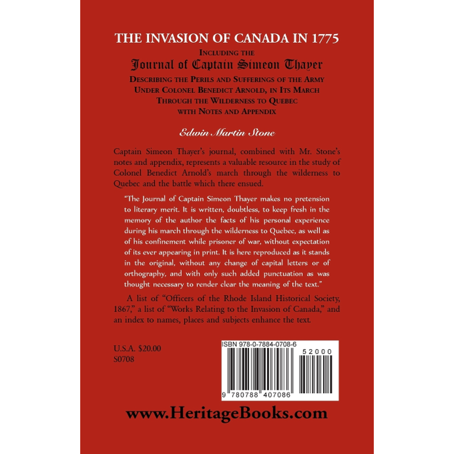 The Invasion of Canada in 1775 back cover