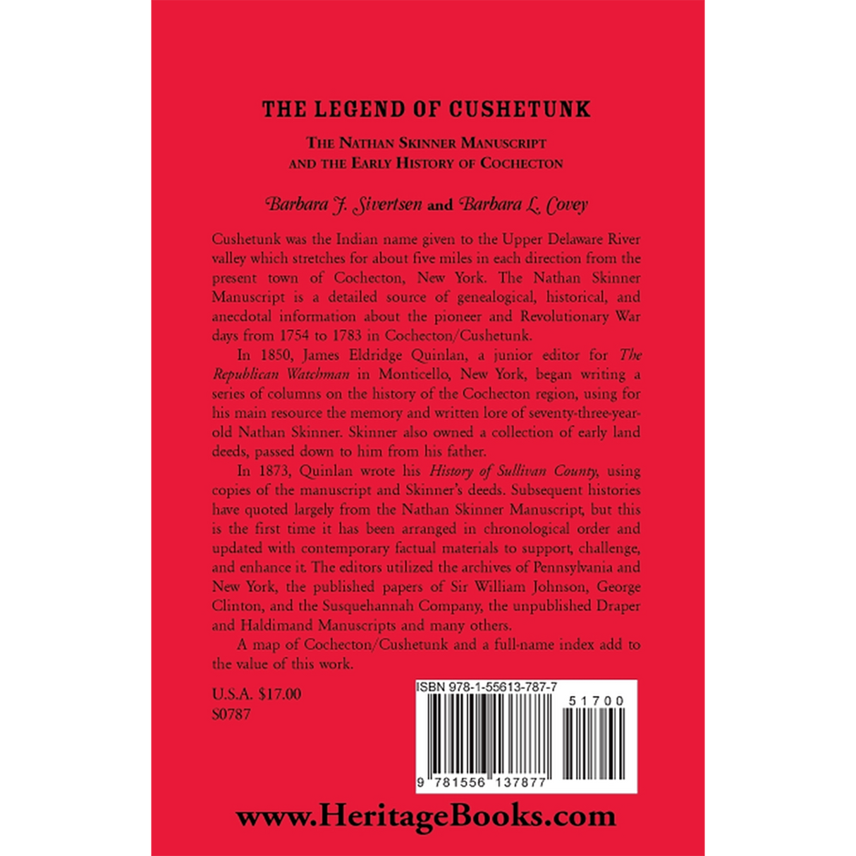 The Legend of Cushetunk: The Nathan Skinner Manuscript and the Early History of Cochecton back cover