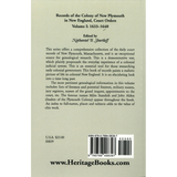Records of the Colony of New Plymouth in New England, Volume I: Court Orders, 1633-1640 back cover