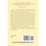Annals of Lincoln County, North Carolina: Containing Interesting and Authentic Facts of Lincoln County History Through the Years 1749 to 1937 back cover