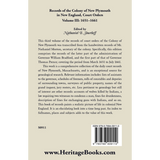 back cover of Records of the Colony of New Plymouth in New England, Volume III: Court Orders, 1651-1661