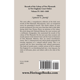 Records of the Colony of New Plymouth in New England, Volume IV: Court Orders, 1661-1668 back cover