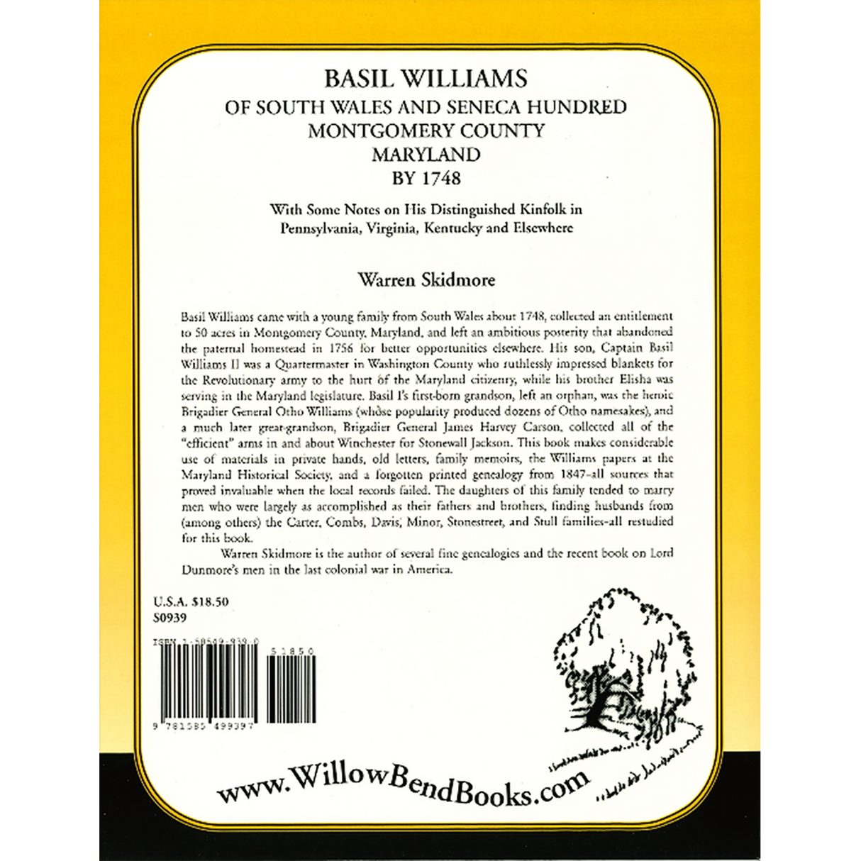 Basil Williams of South Wales, and Seneca Hundred, Montgomery County, Maryland by 1748 back cover