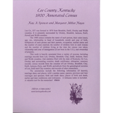 Lee County, Kentucky 1900 Annotated Census back cover