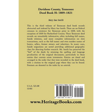 Davidson County, Tennessee, Deed Book H: 1809-1821 back cover