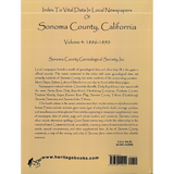 Index to Vital Data in Local Newspapers of Sonoma County, California, Volume 4: 1886-1890 back cover