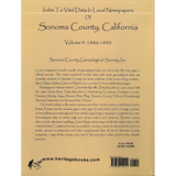 Index to Vital Data in Local Newspapers of Sonoma County, California, Volume 4: 1886-1890 back cover
