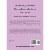 Index to Vital Data in Local Newspapers of Sonoma County, California, Volume 3: 1881-1885 back cover