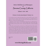 Index to Vital Data in Local Newspapers of Sonoma County, California, Volume 3: 1881-1885 back cover