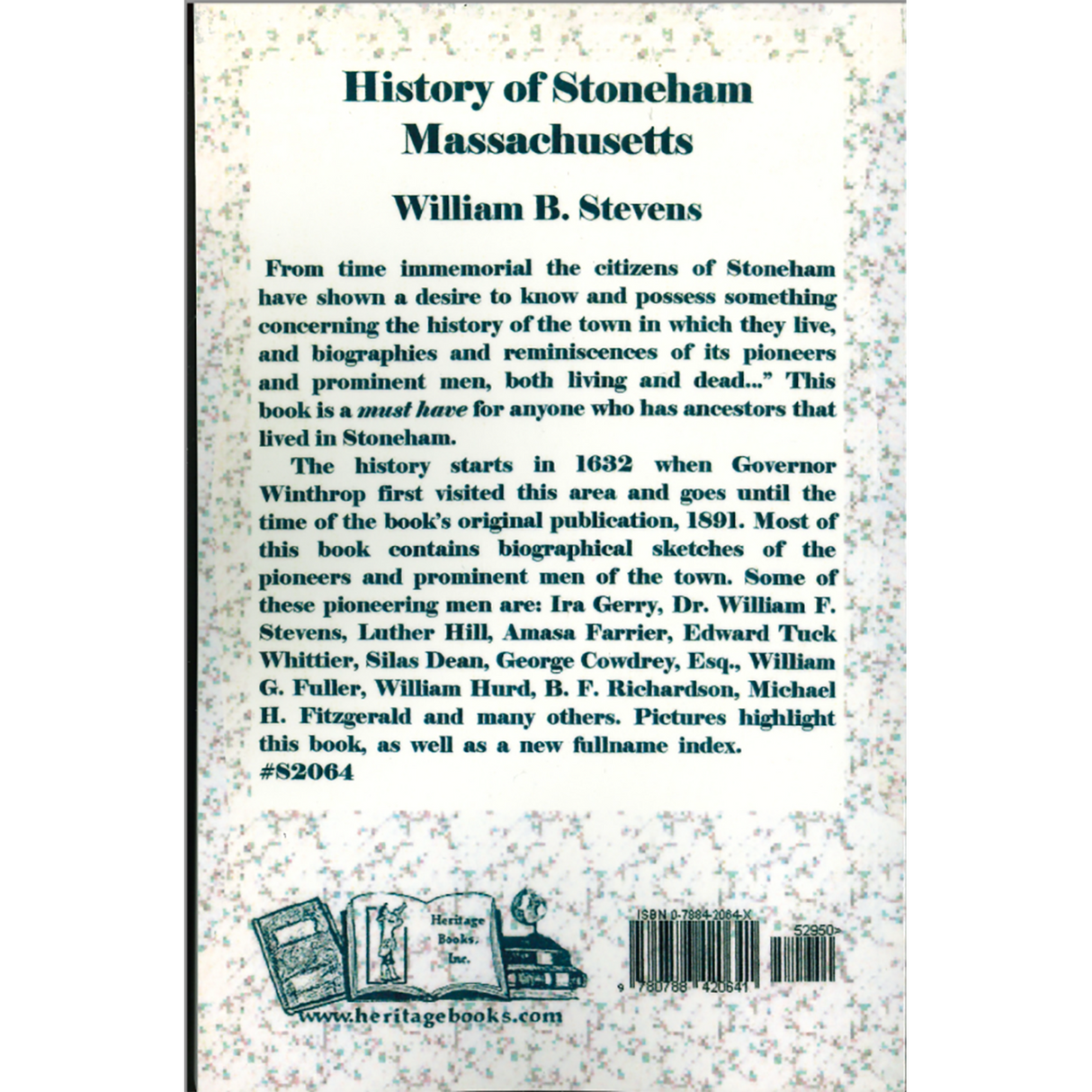 History of Stoneham, Massachusetts back cover