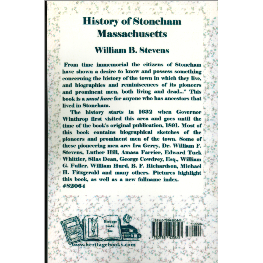History of Stoneham, Massachusetts back cover