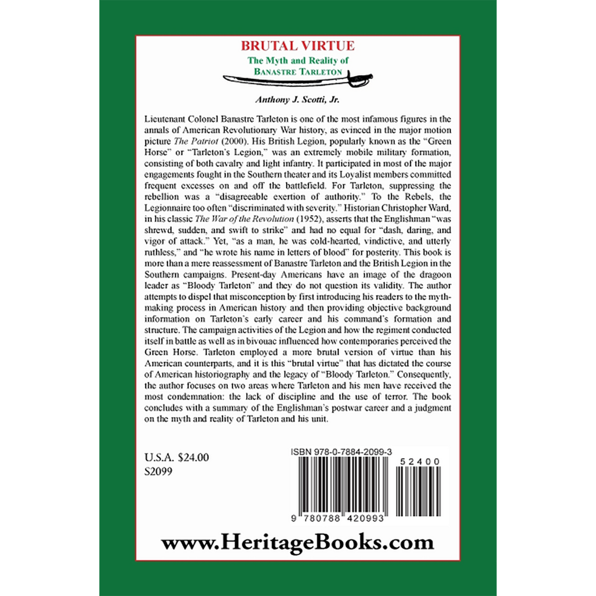 Brutal Virtue: The Myth and Reality of Banastre Tarleton back cover