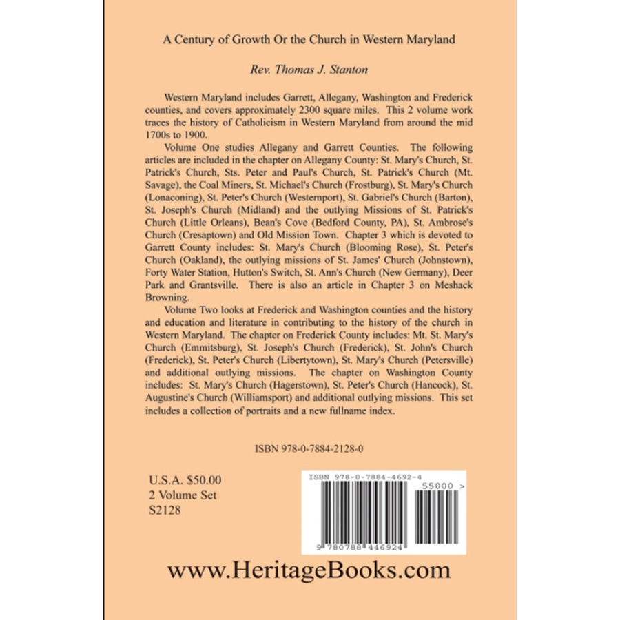 A Century of Growth, or The History of the Church in Western Maryland Volume 1 back