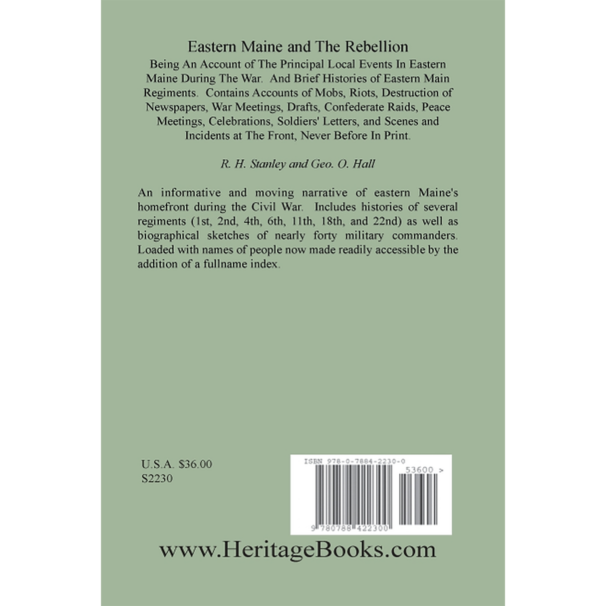 Eastern Maine and the Rebellion: being an account of the principal local events in eastern Maine during the war back cover