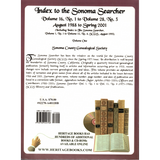 Index to the "Sonoma Searcher" back cover