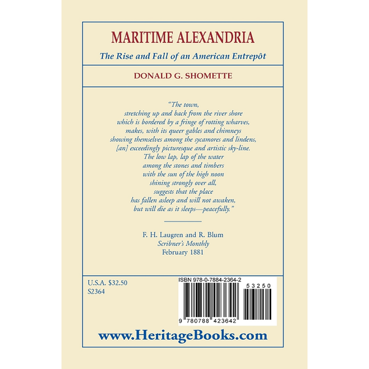 Maritime Alexandria [Virginia]: The Rise and Fall of an American Entrepôt back cover
