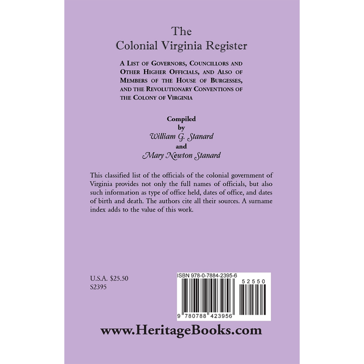 The Colonial Virginia Register back cover