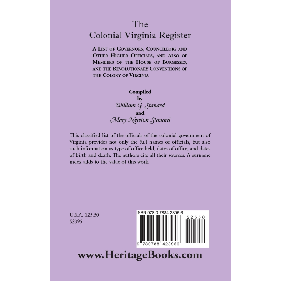 The Colonial Virginia Register back cover