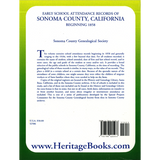 Early School Attendance Records of Sonoma County, California, Beginning 1858 back cover