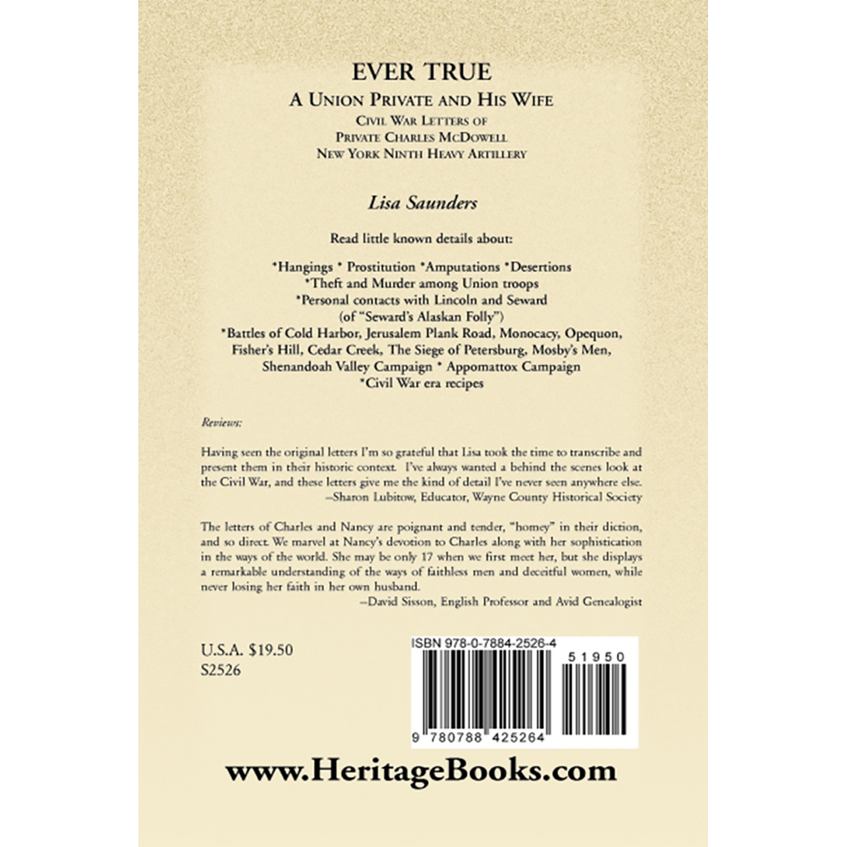 Ever True: Civil War Letters of Seward's New York 9th Heavy Artillery back cover