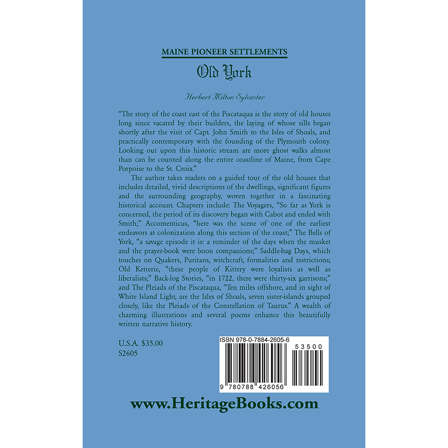 Maine Pioneer Settlements: Old York back cover