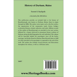 History of Durham, Maine back cover