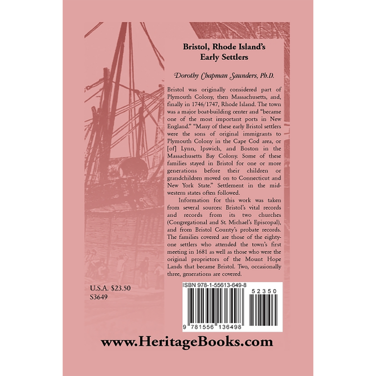 Bristol, Rhode Island's Early Settlers back cover