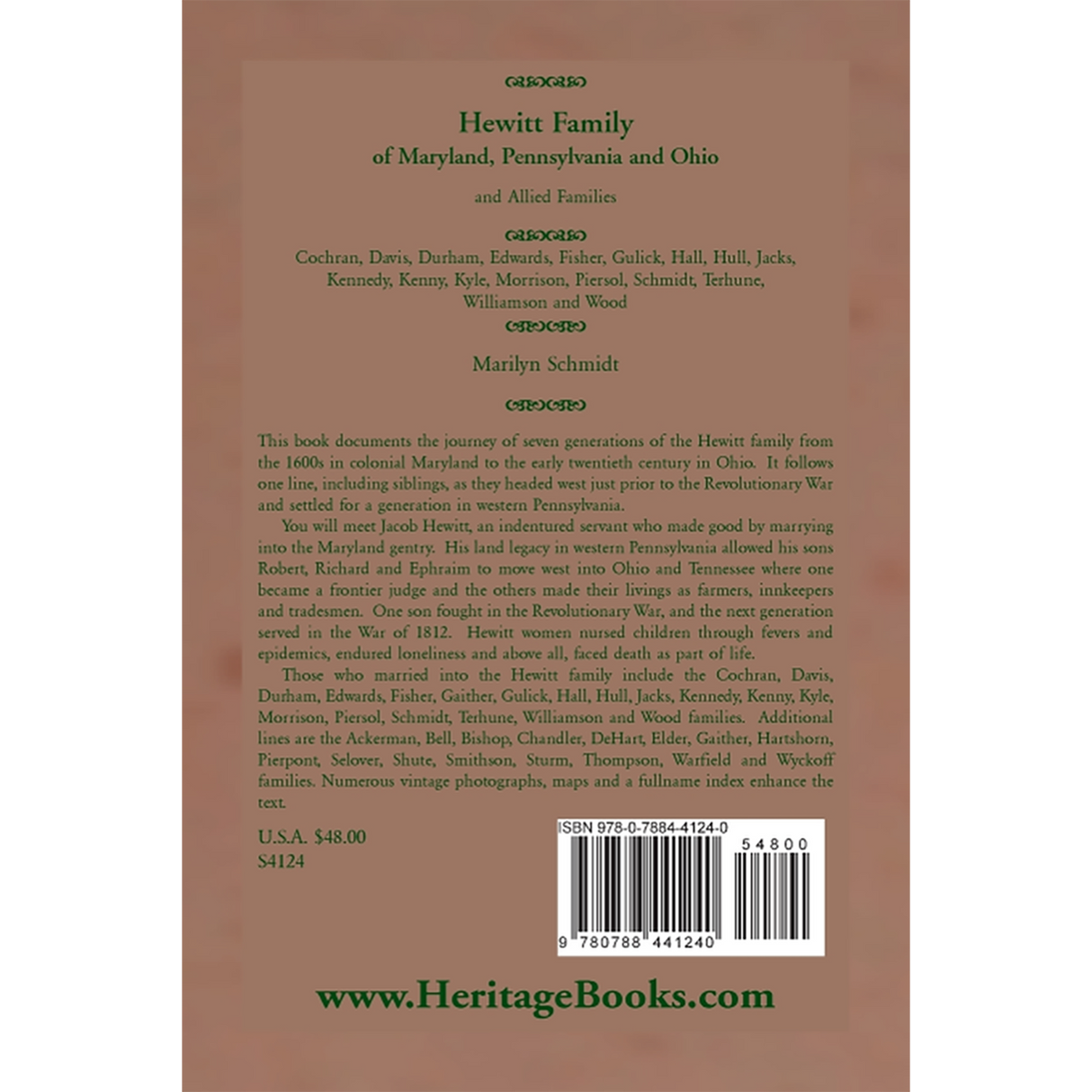 Hewitt Family of Maryland, Pennsylvania, and Ohio, and Allied Families back cover