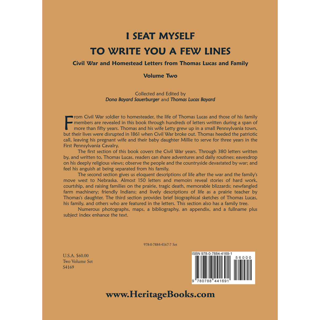 I Seat Myself to Write you a Few Lines: Civil War and Homestead Letters from Thomas Lucas and Family, Volume 2 back cover