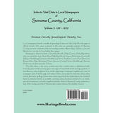Index to Vital Data in Local Newspapers of Sonoma County, California, Volume 5: 1891-1899 back cover