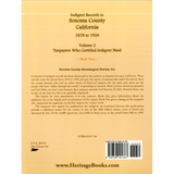 Indigent Records in Sonoma County, California, 1878 to 1926, Volume 2: Taxpayers Who Certified Indigent Need, Book 2 back cover