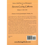 Index to Vital Data in Local Newspapers of Sonoma County, California, Volume 6: 1900-1903 back cover