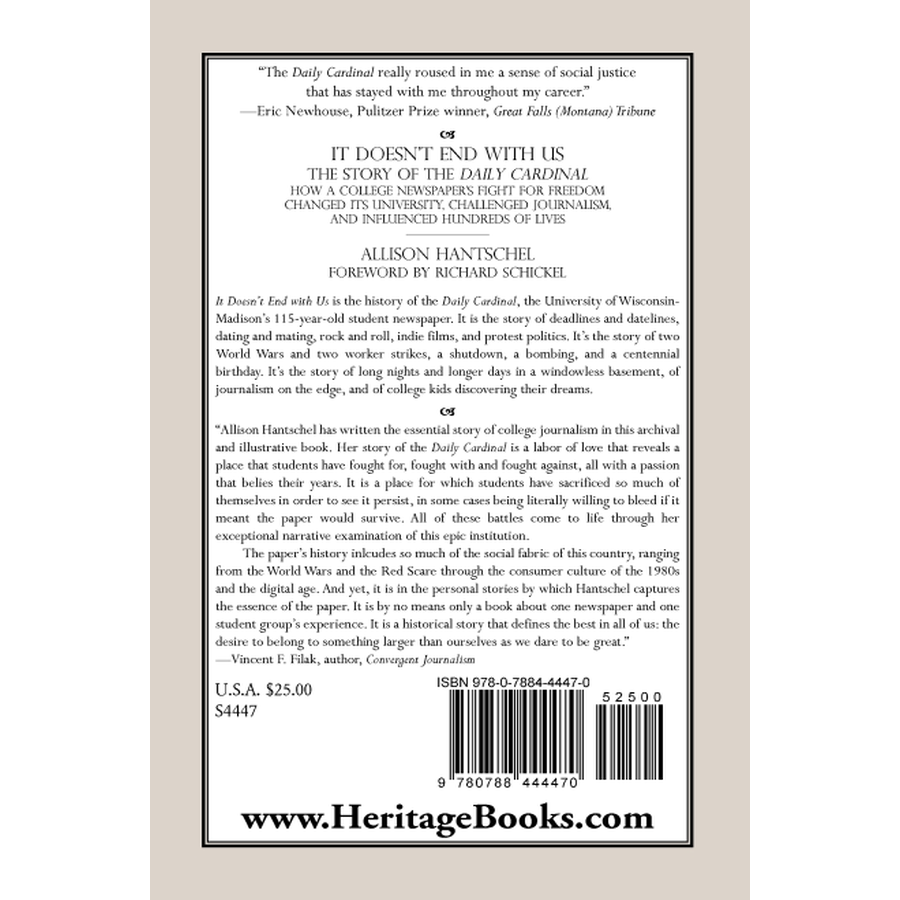 It Doesn't End With Us: The Story of the Daily Cardinal back cover