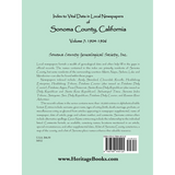 Index to Vital Data in Local Newspapers of Sonoma County, California, Volume 7: 1904-1906 back cover