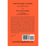 Early Settlers of Alabama with Notes and Genealogies back cover