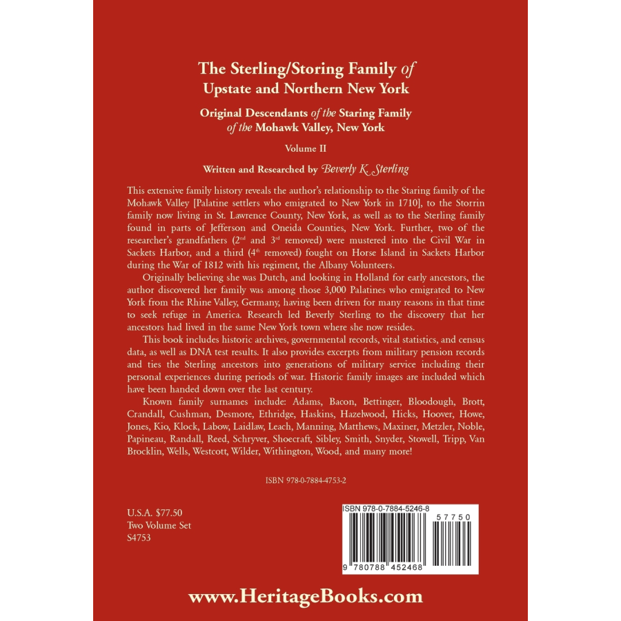 The Sterling/Storing Family of Upstate and Northern New York, Volume 2 back cover