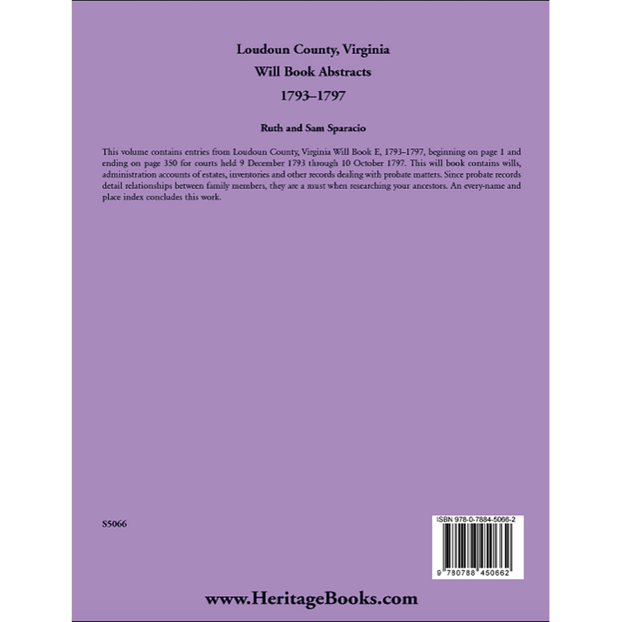 Loudoun County, Virginia Will Book Abstracts, 1793-1797 back cover