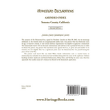 Homestead Declarations: Amended Index, Sonoma County, California, Second Edition back cover